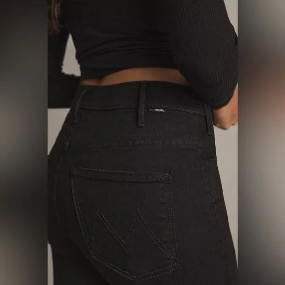 NWT! Anthropologie MOTHER The Hustler High-Rise Ankle Jeans in Black- 23 PETITE🏈 - Picture 4 of 6